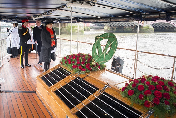 Churchill’s granddaughter Emma Soames aboard Havengore | Credit: Tom Gordon