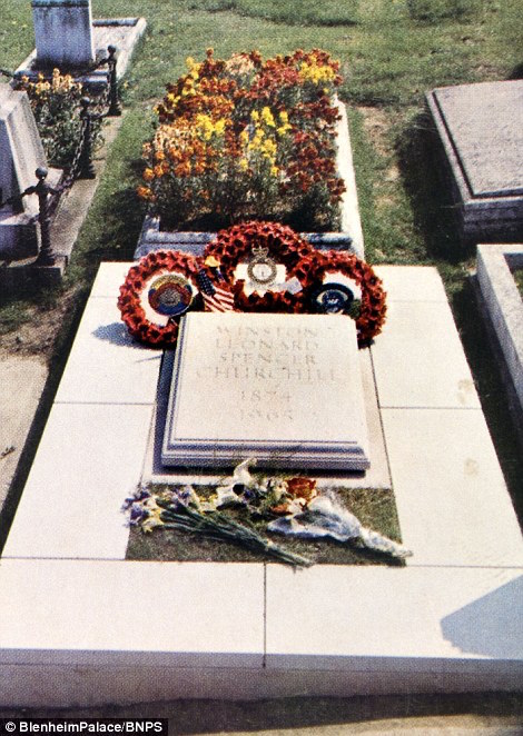 The original gravestone that was replaced when  Lady Churchill died and was buried with her husband