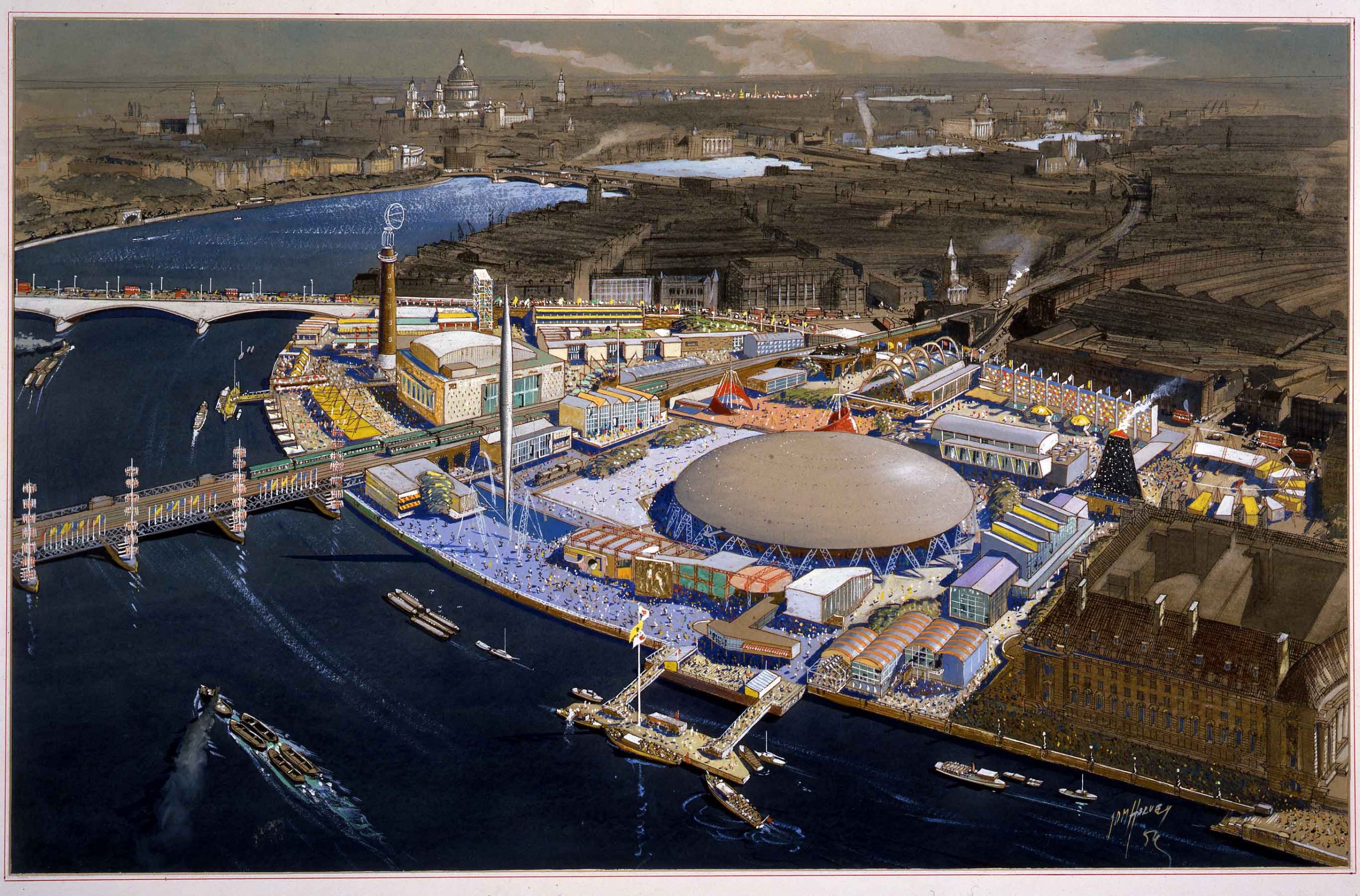 Artist’s view of the Festival on London’s South Bank