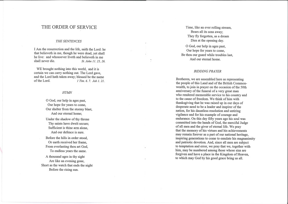 A reproduction of the program aboard the  MV Havengore
