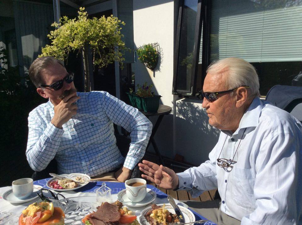The author at his home in Iceland speaking with David Freeman, Editor of Finest Hour, June 2016
