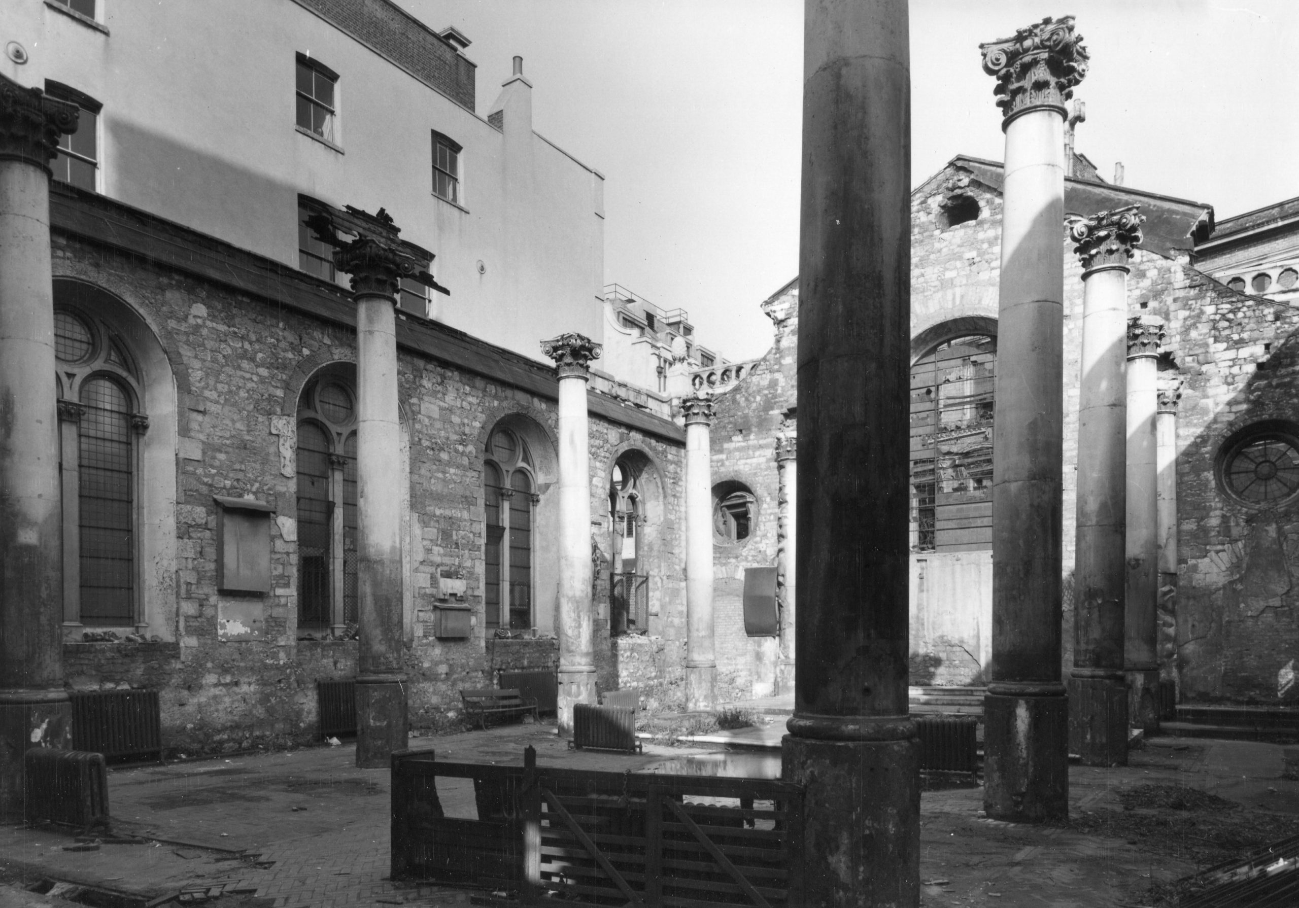 The ruins of the church in London after the Blitz