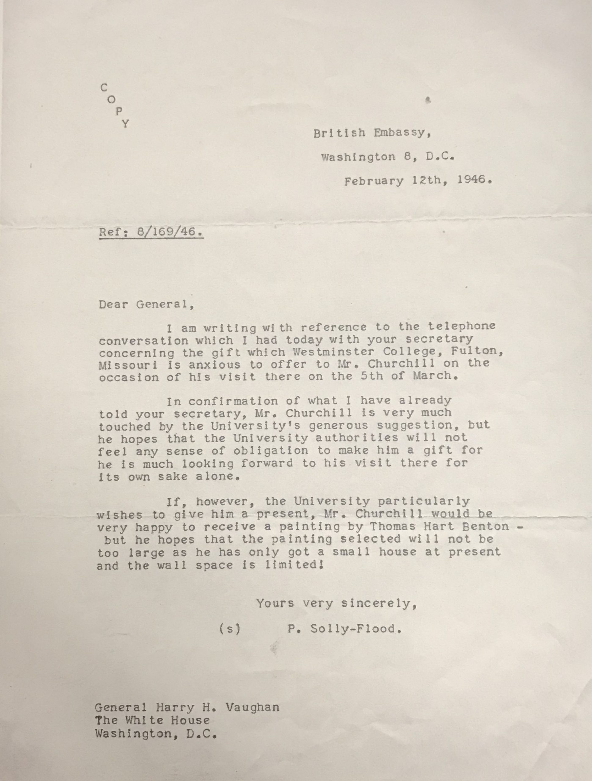 Letter from British Embassy to General Vaughan