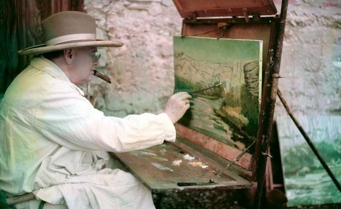 Churchill at his easel